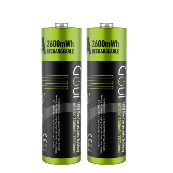 Goui Rechargables AA Batterie (2Pce) Noir Goui Rechargables AA Batterie (2Pce) Noir